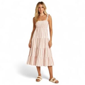 Draper James‎ Smocked Midi Dress XL – Tie Strap Cottagecore Picnic Vibes